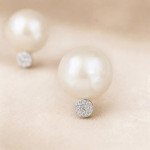 Pendientes de Perlas de Oro Amarillo de 9K con Acento de Diamante Redondo de 1.20CT, Joyería Fina Personalizada al por Mayor - Product Image 1