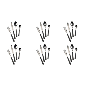 Set di posate Excelsa 24 pezzi in acciaio con manico in legno nero - Product Image 4