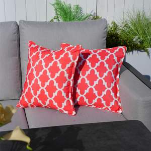 Set of 2 <b>Red</b> Geometric Patterned 16.54\" X 16.54\" <b>Throw</b> Pillows Decorative & Stylish Accessories - Product Image 1