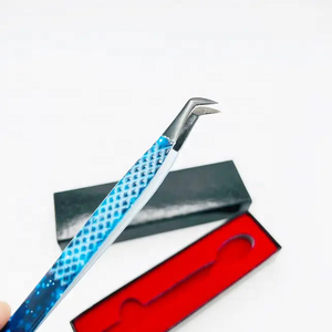 Échantillon gratuit Pointe en fibre Pince à épiler personnalisée en acier inoxydable massif Méga volume de cils en papier enduit de diamant - Product Image 2