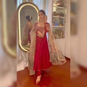 Fatema Fashion Premium Quality Pure Cinon Silk Anarkali Totalmente Flair Traje DE BODA indio pakistaní con conjunto Dupatta - Product Image 1