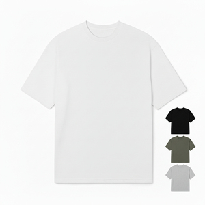 เสื้อยืดโอเวอร์ไซส์ผู้ชาย สีขาว ผ้าฝ้าย ผลิตจากผ้าฝ้ายพรีเมียม ทรงหลวม แขนสั้น สไตล์ลำลอง สีพื้น ผ้าเจอร์ซีย์ถัก - Product Image 2