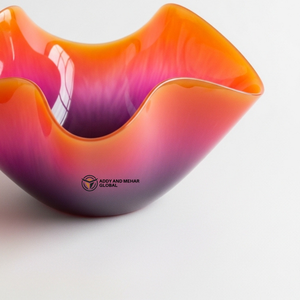 ชามเสิร์ฟตกแต่งรูปทรงคลื่นหลากสี ไล่เฉดสีส้ม ชมพู ม่วง ของตกแต่งศิลปะสมัยใหม่ ชามใส่ผลไม้ ขนมขบเคี้ยว - Product Image 4