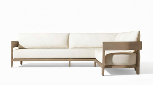 Sofá Seccional Curvo en Forma de L de Teca de Lujo, Conjunto Modular Premium de Madera Maciza para Exteriores, Sofá de Jardín Impermeable para Patio - Product Image 2