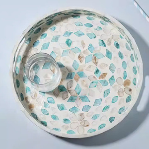 Bandeja con Incrustaciones de Nácar y Diseño de Dibujos Animados para Guardar Vasos, Bandeja de Servir Duradera, Ecológica y Hecha a Mano para la Cocina Familiar - Product Image 4