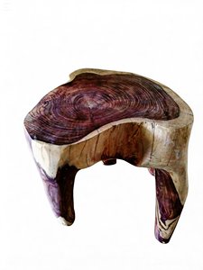 Oferta Especial: Taburetes Otomanos Pequeños de Madera Clásica con Tres Patas, de Tronco de Palisandro Sono, para Cocina, Dormitorio, Sala de Estar y Terraza - Product Image 3