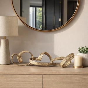 Handmade Metal Swirly <b>Table</b> <b>Wall</b> Sculpture Abstract Geometric Art Decor 22x8x6.5 Inches Contemporary Living Room <b>Wall</b> <b>Mount</b> - Product Image 3