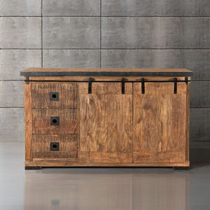 Modern Farmhouse Solid Wood Sideboard with Storage Drawers and <b>Metal</b> Legs for Dining/Living Rooms and Home Office - Product Image 1