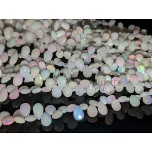 AAA+ Quality Natural Welo <b>Fire</b> Ethiopian Opal Beads Faceted Teardrop Trillion Pear Cut Peridot Red Color Rondelle Ametrine - Product Image 3