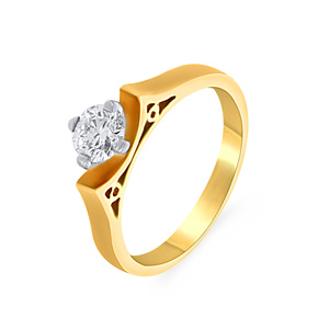 Bague Solitaire Ravine Charismatique de Luxe en Or Jaune 18 carats avec Diamant Solitaire Rond Brillant pour Femme - Product Image 1