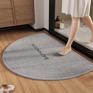 Oval Microfiber Bath Mat With Rubber Backing Anti Slip Teal Color Minimalist Design For Bathroom <b>Floor</b> - Product Image 4