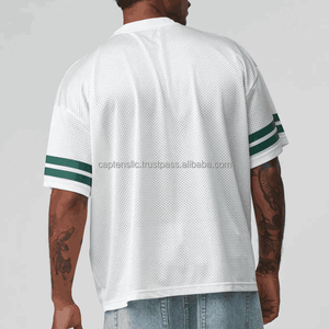 เสื้อยืดฟุตบอลผ้าตาข่ายแบบสปอร์ตพิมพ์ลายแฟชั่นตามสั่งขายส่ง ออกแบบลายได้ตามต้องการ ตัดเย็บแบบแพทช์เวิร์ค ผ้าฝ้ายทรงบ็อกซี่ น้ำหนักเบา แห้งเร็ว - Product Image 2