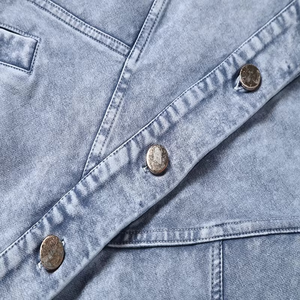 Autumn Fashion Casual Batwing Sleeve <b>Denim</b> <b>Jacket</b> Loose Cape Shirt Short Front Long Back Button-Up Design - Product Image 6