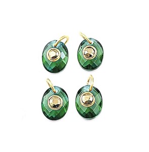 Colgante Ovalado de Cuarzo Esmeralda Chapado en Oro con Doble Gema - Dijes Hechos a Mano DIY al por Mayor - Product Image 1