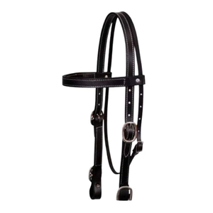 Black <b>Leather</b> Horse Bridle Adjustable Western Equestrian Headstall with Browband Durable Buckle Tack for Riding Training Stable - Product Image 3