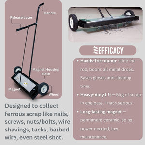 Barredora magnética de alta resistencia de 24 pulgadas para recoger piezas metálicas pequeñas de la superficie, las ruedas y el mango - Product Image 4
