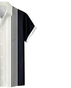 Chemise boutonnée à manches courtes personnalisée à rayures noires et imprimé palmier, style décontracté d'été pour la plage, pour hommes, fabrication OEM sur mesure en gros - Product Image 4