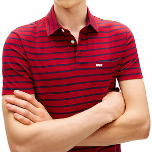 เสื้อโปโลผ้าเจอร์ซีย์คอตตอนลายทางทรงปกติพรีเมียมสำหรับผู้ชาย ย้อมเส้นด้าย ระบายอากาศได้ดี สวมใส่สบาย ปักโลโก้ตามสั่ง - Product Image 4