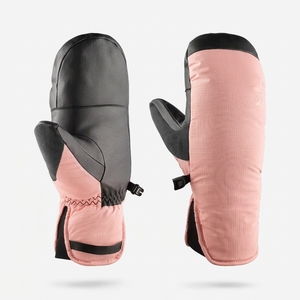 ถุงมือสกีฤดูหนาวแบบยูนิเซ็กซ์ Quechua ผ้าโพลีเอสเตอร์กันความร้อน สีชมพู-ดำ ปิดด้วยแถบตีนตุ๊กแก - Product Image 1