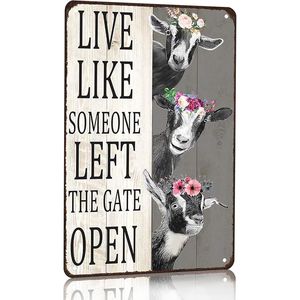 Targa Decorativa Vintage in Latta con Scritta 'Live Someone Left Gate Open' per Casa, Fattoria, Recinzione, Cucina, Bagno, Camera da Letto - Product Image 1