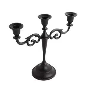 Modern <b>Black</b> Metal Candle Holder 3 Arm <b>Candelabra</b> Decorative Table Centerpiece Home Decor Candle Stand - Product Image 1