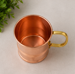 Copper Mug With Gold Handle Vintage Drinkware Classic Barware Home Use Artisanal Traditional Barware Gift <b>Christmas</b> Present Cup - Product Image 1