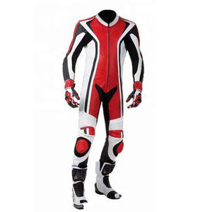 Traje de Motocicleta de Cuero Rojo y Blanco de Una Pieza para Hombre, Ropa Casual Personalizada, Impermeable, Personalizada OEM, Holgada - Product Image 1