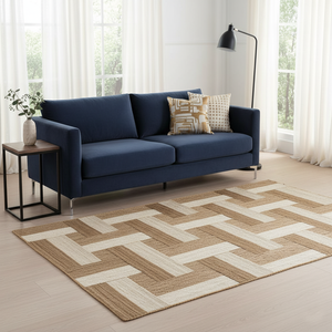 Tapis de jute abstraits de style bohème pour l'intérieur et l'extérieur Tapis de prière brodés tissés à la main Technique jacquard Durable Fabriqué à la machine - Product Image 1