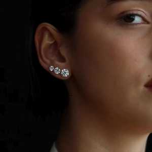 Stud <b>Earring</b> Sparkling Round Cut Lab Grown Diamond Dainty Luxury Minimalist Everyday Wear Push <b>Back</b> Prong Set 14K 18K Solid <b>Gold</b> - Product Image 2