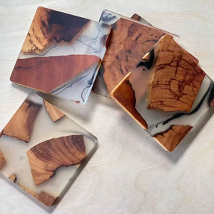Ensemble de sous-verres en résine époxy et en bois pour épices Modèle de tasse élégant Dessous de verre Bon prix pour l'artisanat artisanal - Product Image 1