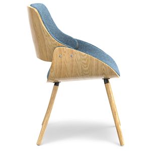 Sedia da pranzo Malden in legno curvato con schienale in denim blu/marrone chiaro - Product Image 2