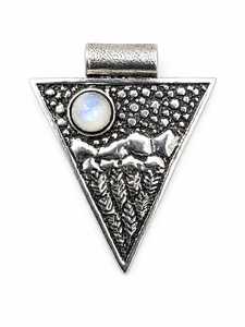 Pendentif Triangle Gothique en Pierre de Lune Arc-en-ciel Naturelle, Fait Main, en Laiton Plaqué Or et Argent, Bijou Tendance, Vente en Gros - Product Image 1