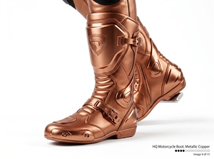 Copper Metallic High Top Lace Up Boots PU Leather Durable All Seasons Casual Wear - Product Image 4
