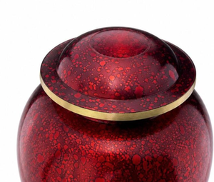 Urna Funeraria Scarlet Ember de Fabricación Directa, Diseño Metálico con Patrón Craquelado, Base y Tapa Doradas, Recuerdo Conmemorativo Decorativo - Product Image 3