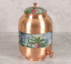 Pot à eau en cuivre traditionnel fait main, pot de stockage de boissons avec robinet à débit facile pour la maison, la cuisine, le restaurant, le buffet - Product Image 4