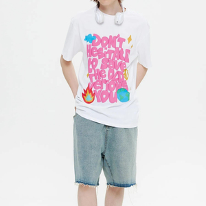 Camiseta de algodón personalizada con impresión en relieve para hombre, impresión de logotipo en 3D, camiseta con borde de espuma, camiseta lisa con estampado para hombre - Product Image 4