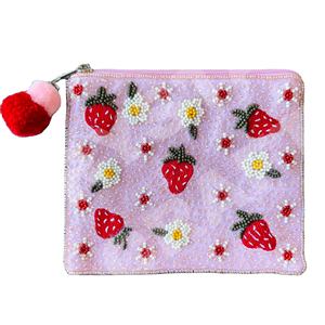 Charry fait à la main personnalisé graine perlée porte-monnaie portefeuille beau porte-monnaie avec fermeture à glissière caractéristiques accessoires à la mode - Product Image 1