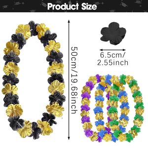 20pcs Hawaiian Leis for <b>Graduation</b> Wedding-Black Gold Blue Bulk Photo Booth Props Hula <b>Party</b> <b>Decoration</b> Necklaces Theme <b>Party</b> - Product Image 2