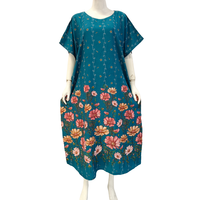 Camisón con estampado floral para mujer, cuello en V, manga corta, largo hasta la rodilla, suave, no tejido, cintura elástica, ropa de dormir informal de verano, 100%
