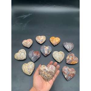 Petite pierre de jaspe batik polie en forme de cœur, pierre semi-précieuse naturelle, artisanat pour la guérison et les cadeaux - Product Image 2