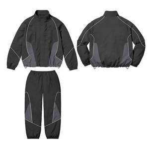 Conjunto Deportivo Unisex con Bloques de Color, Manga Larga, Cierre Frontal con Cremallera, Transpirable, Poliéster, Otoño, Corte Regular para Adultos - Product Image 3