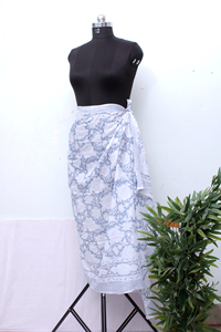Hand Block Printed Cotton Pareo Floral Beach <b>Wrap</b> Soft Summer <b>Sarong</b> Resort Cover Up for Women. - Product Image 5
