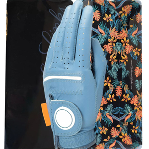 Guantes de Golf Unisex Personalizados de Vantrex Industries, Cuero Genuino Antideslizante para Mano Derecha, Azul, Rojo y Blanco, Cierre de Tirón - Product Image 1