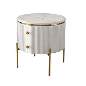 Hotel Furniture Marble Top <b>Side</b> <b>Tables</b> Gold Plated Metal Round End <b>Table</b> for Living Room, Hotel, Office Manufacture - Product Image 5