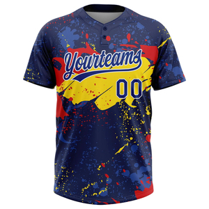 Custom Baseball Jersey Men's Two Button Short Sleeve Sublimated Print Moisture Wicking Polyester Team Name 00 All Seasons - Product Image 5