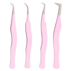 Pinces professionnelles pour extensions de cils, ensemble personnalisé de 4 pinces de précision à pointe en fibre, styles variés, pinces pour extensions de cils - Product Image 1