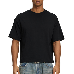 High Quality Cropped <b>Boxy</b> Fit Men's Casual Oversized <b>T</b> <b>Shirt</b> Wholesale Designer Logo Trendy Men <b>T</b> <b>Shirts</b> For Sale - Product Image 1