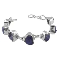 Bracelet géométrique en argent 925 avec tanzanite, serti clos, chaîne classique, bijoux pour femme, à porter au quotidien