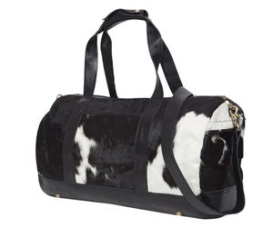 Sac de voyage en cuir de vachette naturel de qualité supérieure, grand format, noir et blanc, design tendance, portable, pour voyages, gym, nuit, motif personnalisé - Product Image 5