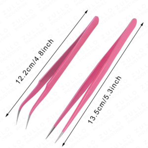 Professional Curve Straight Eyelash Tweezers Set Pointed Tip Isolation <b>Lash</b> Tools with Rexene Pouch Precision <b>Kit</b> - Product Image 3